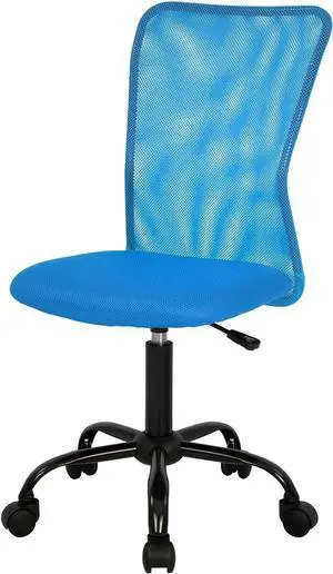FDW Home Office Chair Mid Back Mesh Desk Chair Armless Computer Ergonomic Task Rolling Swivel Chair Back Support Adjustable Modern with Lumbar Support,Blue