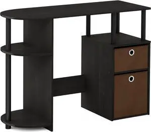 FURINNO Jaya Computer Study Desk with Bin, Brown