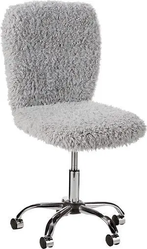 Urban Shop Faux Fur Rolling Task Chair, Gray, Welcome to consult