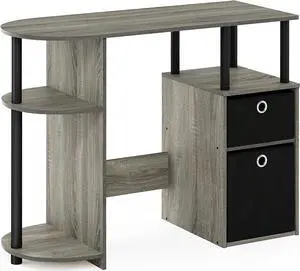 Furinno Jaya Simplistic Computer Study Desk, 15.6" D x 38.4" W x 28.5" H, French Oak Grey/Black