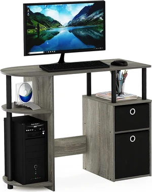 Furinno JAYA Desk, 38.4" Wide Gaming Desk with Bin Drawers, Computer Desk with Side Shelf, Office Desk for Study, Home Office, Bedroom, Dorm, Study Room, French Oak Furinno JAYA Desk, 38.4" Wide Gaming Desk with Bin Drawers, Computer Desk with Side Shelf, Office Desk for Study, Home Office, Bedroom, Dorm, Study Room, French Oak