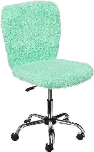 Urban Shop Faux Fur Rolling Task Chair, Mint Urban Shop Faux Fur Rolling Task Chair, Mint