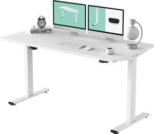 FLEXISPOT EC1 Electric White Standing Desk Whole Piece 55 x 28 Inch Desktop Adjustable Height Desk Home Office Computer Workstation Stand up Desk (White Frame + 55" White Top, 2 Packages)