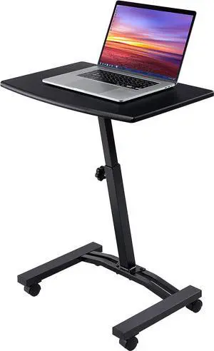 Seville Classics Airlift Height Adjustable Mobile Rolling Laptop Cart Computer Workstation Desk Table for Home, Office, Classroom, Hospital, w/Wheels, Flat (24") (New Model), Black Seville Classics Airlift Height Adjustable Mobile Rolling Laptop Cart Computer Workstation Desk Table for Home, Office, Classroom, Hospital, w/Wheels, Flat (24") (New Model), Black