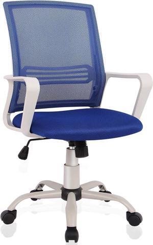 Office Chair, Ergonomic Office Chair Lumbar Support Home Office Desk Chair Computer Chair Mesh Swivel Chair Task Chair Study Chair Mid Back Office Chair with Wheels and arms, Ocean Blue