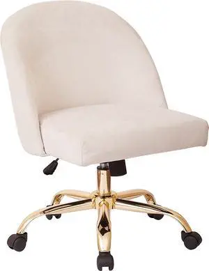 OSP Home Furnishings Layton Mid-Back Adjustable Office Chair with 5-Star Base, Gold Finish and Oyster Velvet