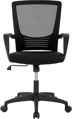 Home Office Chair Ergonomic Desk Chair Mesh Computer Chair Lumbar Support Modern Executive Adjustable Rolling Swivel Chair Comfortable Mid Black Task Chair, Black
