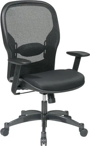SPACE Seating Breathable Mesh Black Back and Padded Mesh Seat, 2-to-1 Synchro Tilt Control, Adjustable Arms and Lumbar Support with Gunmetal Finish Base Managers Chair