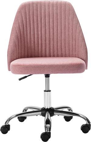 Home Office Chair, Mid-Back Armless Twill Fabric Adjustable Swivel Task Chair for Small Space, Living Room, Make-up, Studying