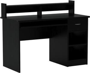 OneSpace Essential Computer Desk, Hutch with Pull-Out Keyboard, Black