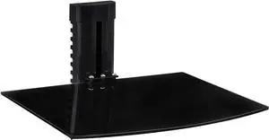 Mount-It! Floating TV Shelf, Wall Mounted Shelf for Receiver, Cable Box, PlayStation, Xbox, DVD Player, Projector and AV Components, 17.6 Lbs Capacity, 1 Shelf, Tinted Tempered Glass Black