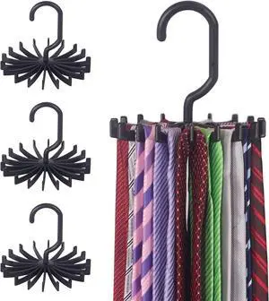 4 Pack Tie Rack Hanger Holder Hooks Organizer for Mens, 360 Degree Rotating Tie Racks, Black 4 Pack Tie Rack Hanger Holder Hooks Organizer for Mens, 360 Degree Rotating Tie Racks, Black