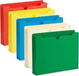 2 Inch File Jackets Expandable Folders Heavy Duty 2 Inch Expansion Pocket File Folders Letter Size Assorted Colors Reinforced Straight Cut Tab 25 Pack