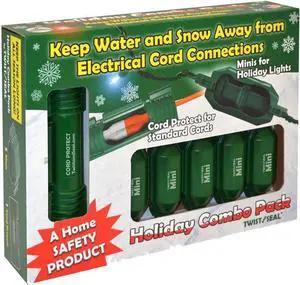 Holiday Light Safety Combo Pack - Outdoor Extension Cord Plug Covers and Connectors for Weatherproof Electrical Protection