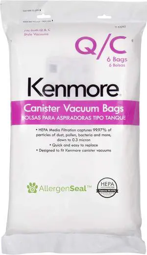 53292 Type Q HEPA Replacement Dust Bags for Canister Vacuum 81214 81414 81714 21814 BC2005 BC3005 81615 BC7005 6 Count (Pack of 1)