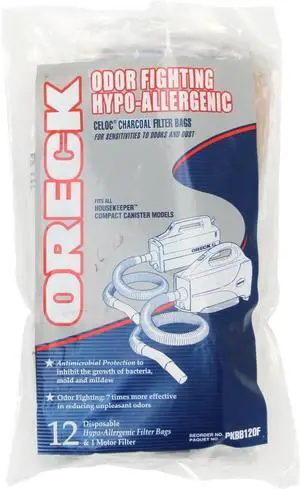 Vacuum Cleaner Bags for Handheld Vacs Pack of 12 White Hypo-Allergenic Part # PKBB12OF Odor Fighting Vacuum Bags