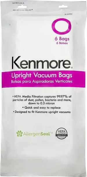 53294 Style O HEPA Cloth Vacuum Bags for Upright Vacuum Cleaners 6 Pack