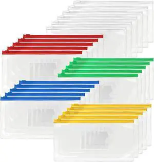 26 Clear Zip Envelope File Bill Document Bag Pocket Pencil Case with Tag Pocket, 5 Assorted Colors, 9.1 x 4.7fit A6 Sheets 26 Clear Zip Envelope File Bill Document Bag Pocket Pencil Case with Tag Pocket, 5 Assorted Colors, 9.1 x 4.7fit A6 Sheets