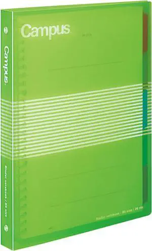 KOKUYO Campus B5 Slide Binder Notebook with 5 Tab Dividers, PP Cover, 26 Hole, 100 Sheets Capacity, Lime Green, Japan Import (RU-P334NYG) KOKUYO Campus B5 Slide Binder Notebook with 5 Tab Dividers, PP Cover, 26 Hole, 100 Sheets Capacity, Lime Green, Japan Import (RU-P334NYG)
