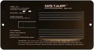 MTI INDUSTRIES 65-542-BL MTI Industries 65-542-BL RV Carbon Monoxide Alarm - Flush Mount, Black