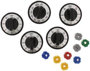 Electric Stove Knobs RKE by Aqua Plumb. 5 pc. Replacement Range Knob Set, 5 pcs. 5x3x4 Inches. (Black)