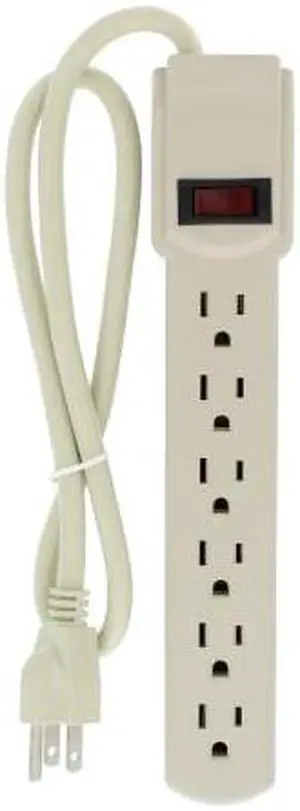 Bright-Way MP6HDJ 735 Joules 6-Outlet Surge Protector Power Strip with 2-1/2 Foot Cord and Grounded Power Strip