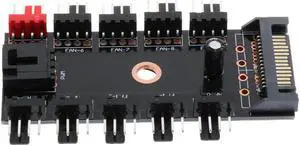 10 Way Cooling SATA Fan Controller Fan Hub Governor For 3Pin & 4Pin Fan