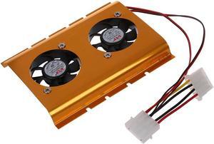 3.5" Hard Disk Drive HDD Dual Fan Cooling Cooler Gold Tone for Desktop PC