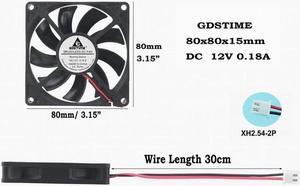 2 Pcs DC 12V 80mm x 15mm Computer Case Brushless PC Cooling Fan 8cm 8015 CPU Cooler 80x80x15mm 2Pin