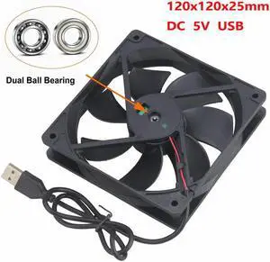 1 Piece USB Cooler DC 5V 120*120*25mm Ball Bearing Brushless 12cm PC Case Cooling Fan 120mm x 25mm 12025 1500RPM