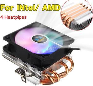 4 Heatpipes CPU Cooler with 90mm 3pin CPU Fan RGB LED Cooling Heatsink for LGA 775/1150/1151/1155/1156/1366 for AMD AM2+/AM3+AM4