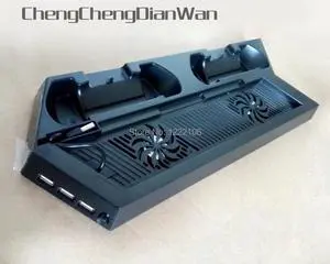 ChengChengDianWan Dual Charger 3 in1 Vertical Controller Station Charging Bracket Stand Cooling Cooler Fan + 3 USB HUB for PS4