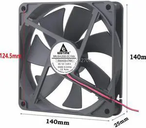 2PCS 140mm DC 12V 2Pin 140x140x25mm 14025 Ball Bearing Brushless Cooling Fan Cooler