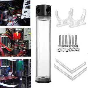 G1/4 T 50 x 240mm Water Cooling Tank Cooler Reservoir Suspension Liquid Cooling Tank PC Computer Water Cooling Fan For CPU
