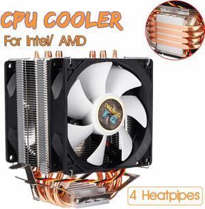 4 Copper Heatpipes CPU Cooler Cooling Fan Radiator Quiet Dual Fan Cooler Heatsink for Intel LGA 1150/1151/1155/1156/1366/775 AMD
