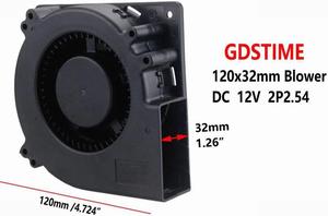 2pcs 120x32mm 12V Brushless DC Blower Cooling Fan 120mm x 32mm 12032 Turbo Cooler Large 2Pin 12cm