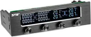 Sunshine tipway STW Multi Function PC CPU 4 Channel Fan Controller Speed Control Adjuster LCD Cooling Front Panel