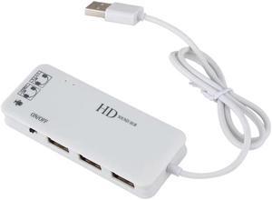 3 Port Usb 2.0 Hub External 7.1Ch Sound Card Headset Microphone Adapter For Pc White