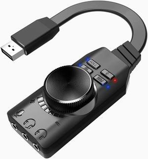 OUTAD External USB Sound Card Stereo Mic Speaker Headset Audio Jack 3.5mm Cable Adapter Mute Switch Volume Adjustment Free Drive