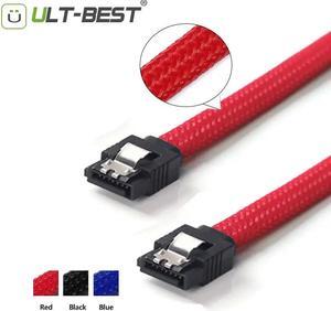 5PCS 50CM SATA 3.0 III SATA3 7pin Data Cable 6Gb/s SSD Cables HDD Hard Disk Drive Cord line with Nylon Premium Sleeved