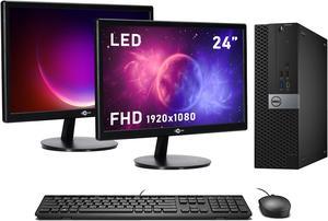 Dell Optiplex 7050 SFF Business Desktop PC Intel i5 6th Gen upto 3.60GHz 32GB DDR4 RAM 1TB New SSD with Dual (2) 24" New Monitor WiFi BT DP to HDMI Adapter Windows 10 Pro