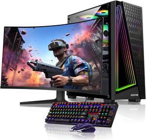 AQVIN AQ50 Gaming PC Windows 10 Pro Tower Computer - Intel quad Core I7 Up to 4.00 GHz | GeForce RTX 3060 12GB Graphics Card 27-inch Curved Gaming Monitor | 32GB DDR4 RAM | 1TB SSD | Built-in WIFI