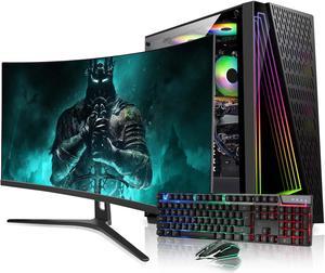 AQVIN AQ50 Gaming PC Windows 10 Pro Tower Computer - Intel Core I7 CPU Up to 4.00 GHz | GeForce RTX 3060 12GB Graphics Card 27-inch Curved Gaming Monitor | 32GB DDR4 RAM | 2TB SSD | Built-in WIFI