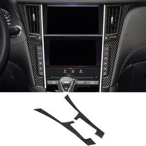 Fit For Infiniti Q50 Q60 2014-19 Carbon Fiber Interior Console Panel Frame Trim