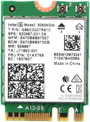 Dual Band Wireless-AC 9260 Intel 9260NGW NGFF 802.11Ac MU-MIMO 1730Mbps 1.73Gbps WiFi + Bluetooth 5.0 Card Fit Windows 10