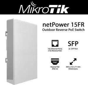 Mikrotik netPower 15FR CRS318-1Fi-15Fr-2S-OUT Outdoor Switch w/ 15x Reverse PoE Ports 2x SFP Ports