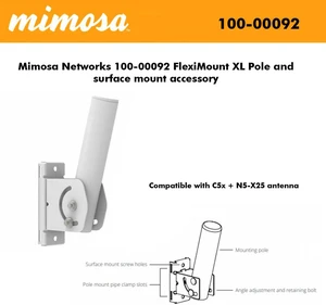 Mimosa Networks FlexiMount XL Pole and surface mount accessory and compatible with C5x + N5-X25 antenna Mimosa Networks FlexiMount XL Pole and surface mount accessory and compatible with C5x + N5-X25 antenna