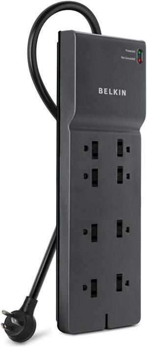 Belkin 8-Outlet Power Strip Surge Protector w/ Flat Plug, 8ft Cord – Ideal for Computers, Home Theatre, Appliances, Office Equipment (2,500 Joules)