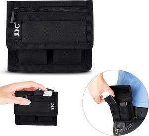 (3 Pockets) DSLR Battery and Memory Card Holder Pouch,Camera Battery and SD CF XQD Card Storage Case for AA Battery and LP-E6 LP-E10 LP-E12 LP-E17 EN-EL14 EN-EL15 NP-FW50 NP-F550 NP-FZ100 Battery