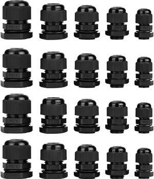 eBoot Plastic Waterproof Adjustable 3.5-13mm Cable Glands Joints, PG7, PG9, PG11, PG13.5, PG16, Pack of 20